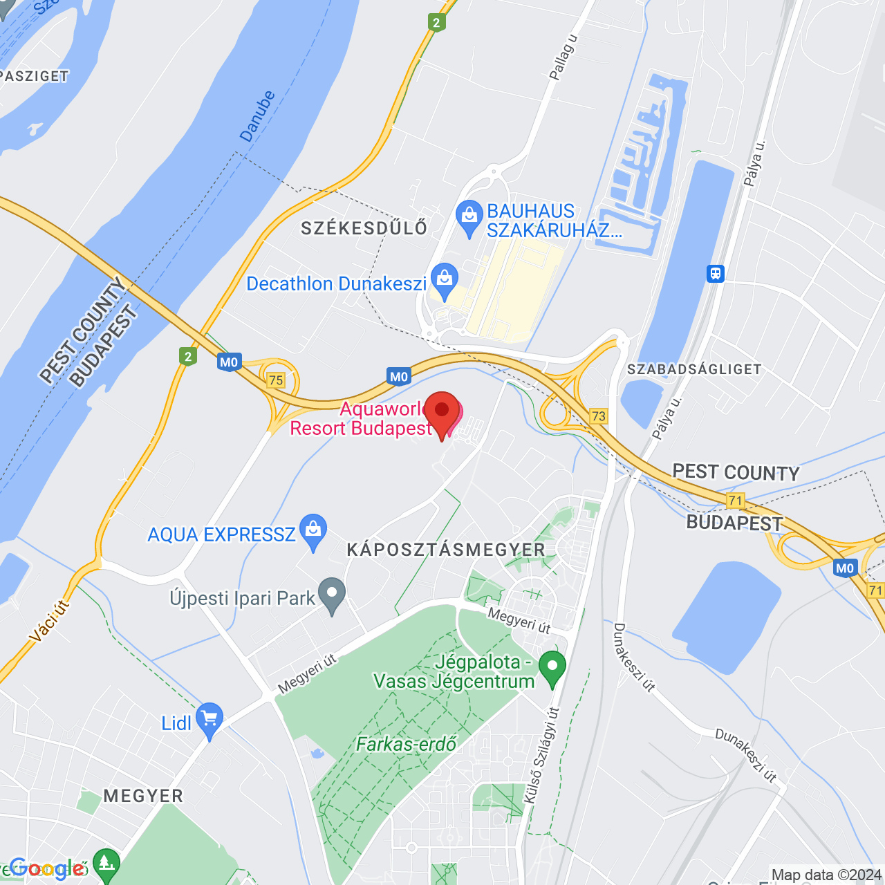 Mapa Hotel Aquaworld Resort**** Budapešť