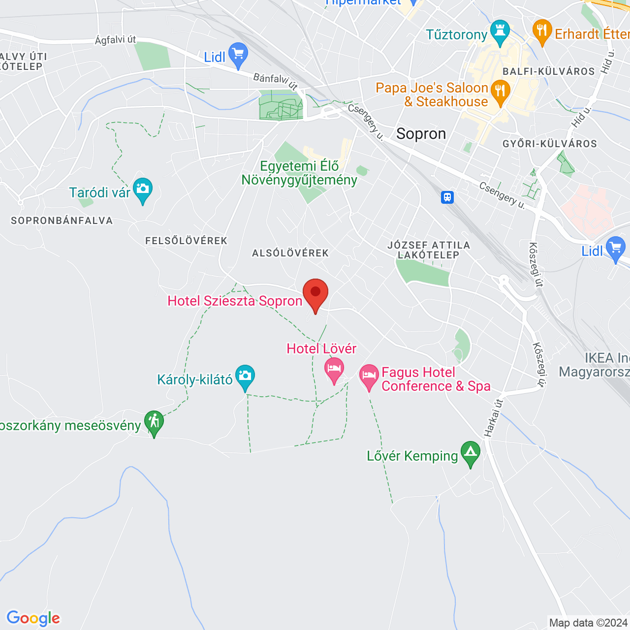 Mapa Hotel Szieszta*** Šoproň/Sopron