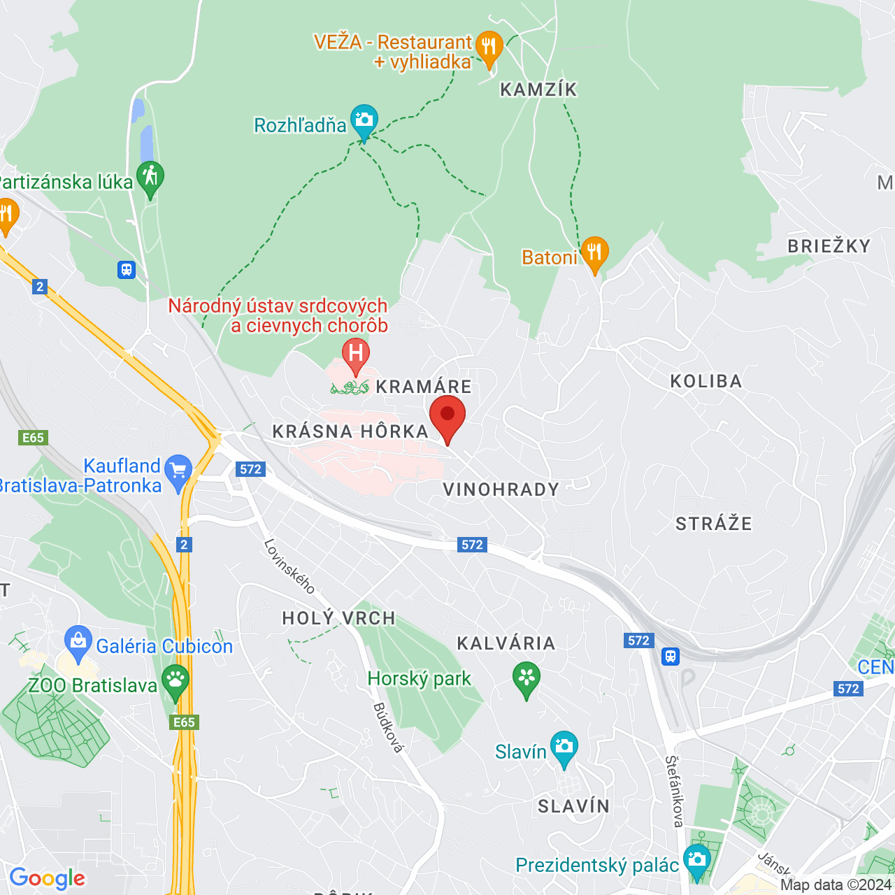 Mapa Hotel RAJ zdravia Bratysława Miasto
