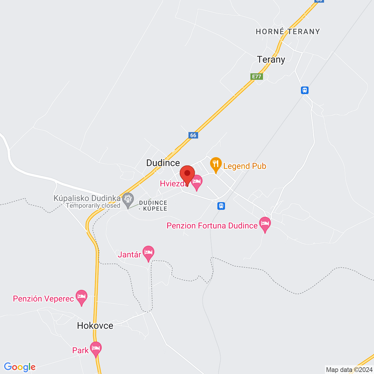 Mapa Lázeňský hotel Minerál*** Dudince