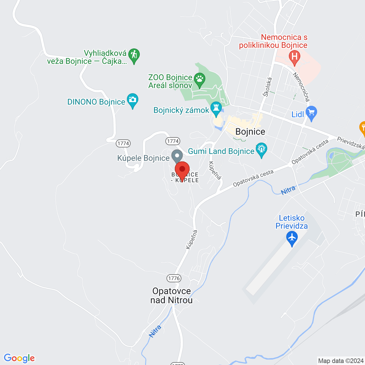 Térkép Gyógyház Zobor Bajmóc