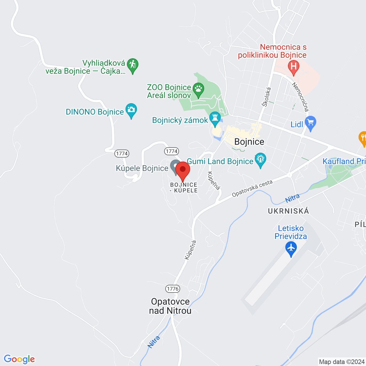 Mapa Liečebný dom Mier Bojnice