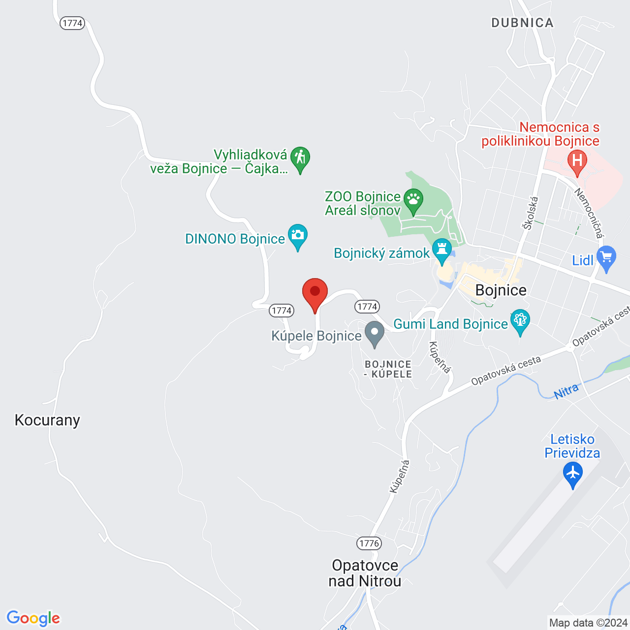 Mapa Léčebný dům Tribeč Bojnice