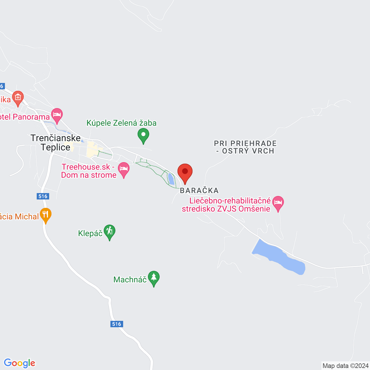 Map Parkhotel Baracka**** Trencianske Teplice