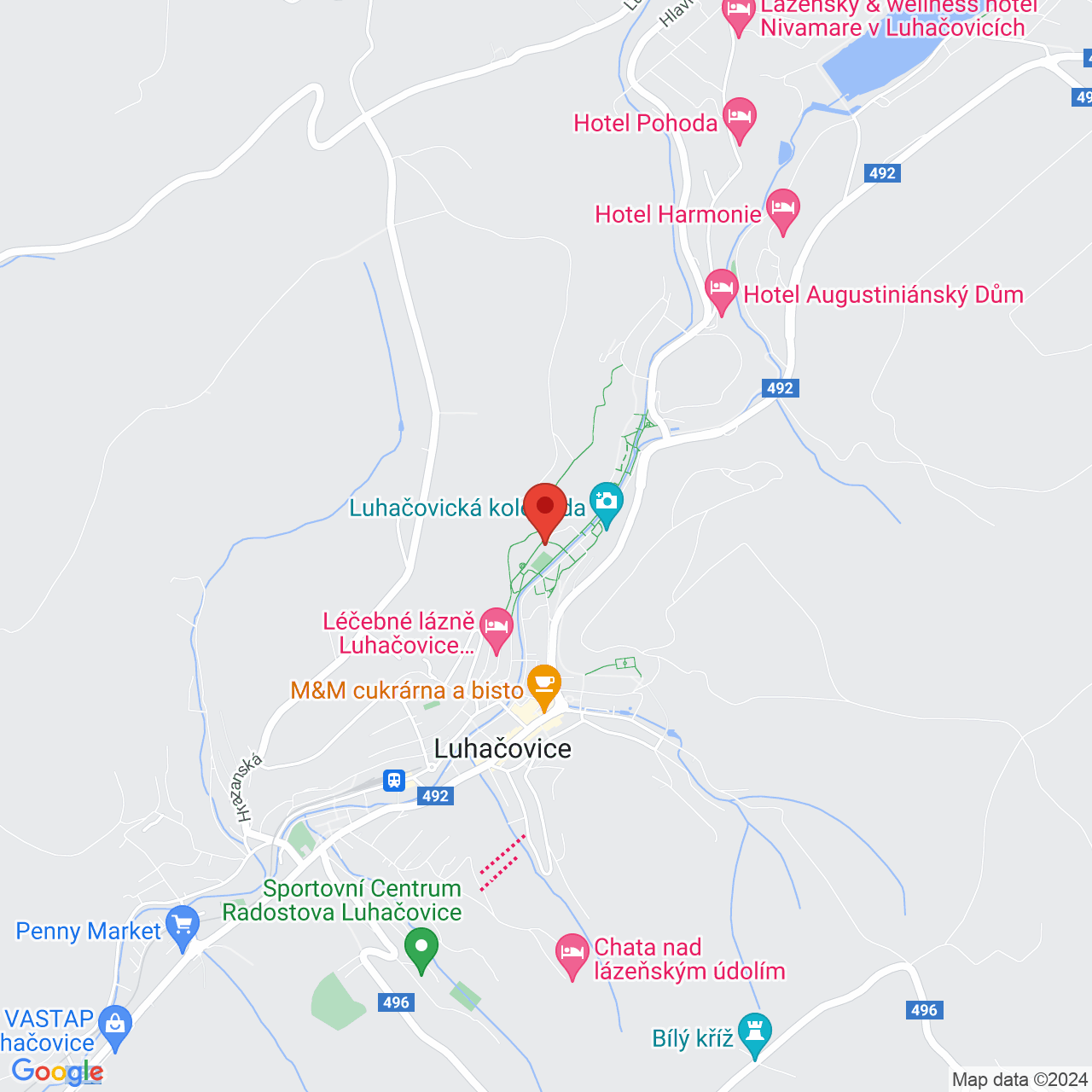 Villa Pod Lipami Superior Luhacovice/Luhatschowitz Karte