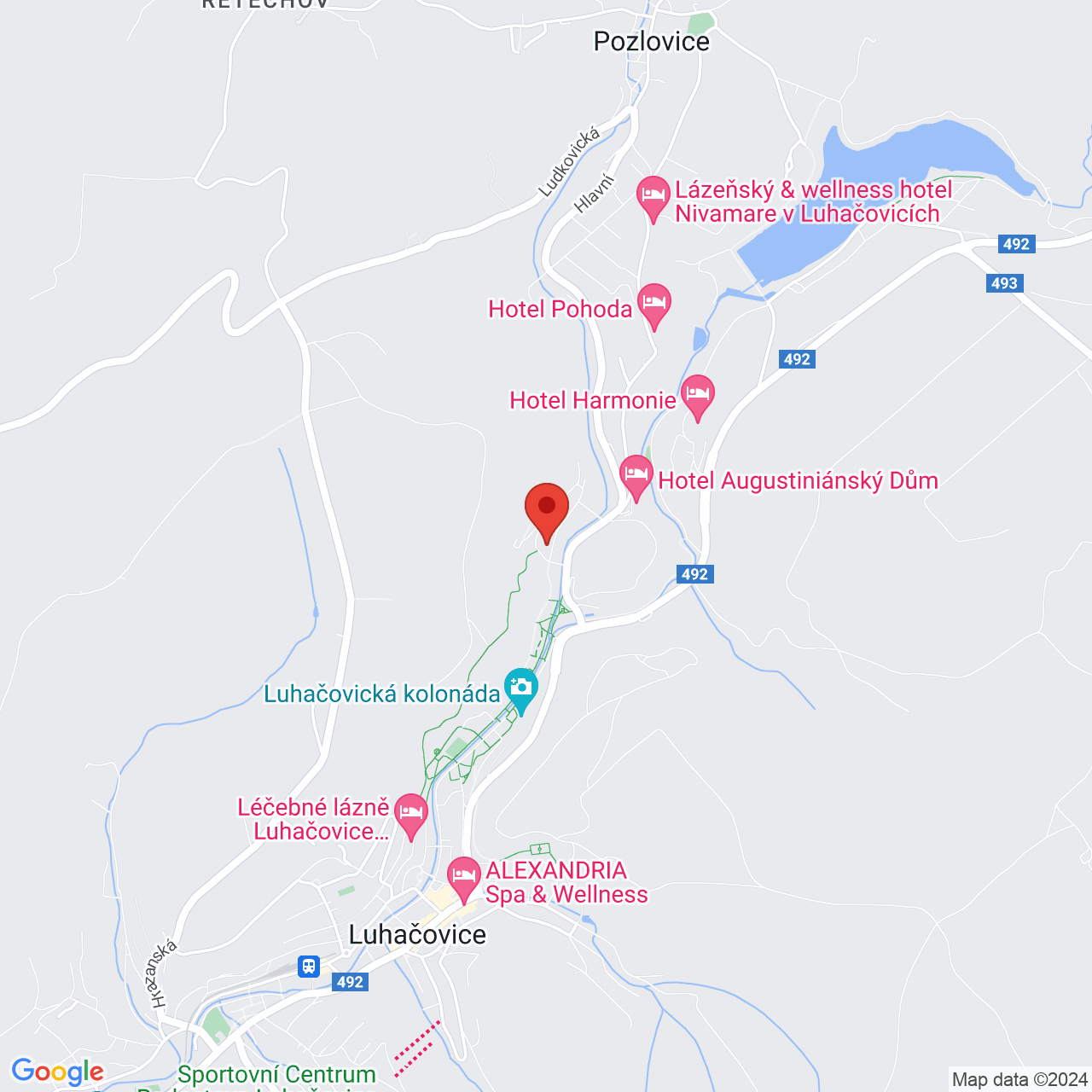 Mapa Lázeňský hotel Vila Antoaneta**** Luhačovice