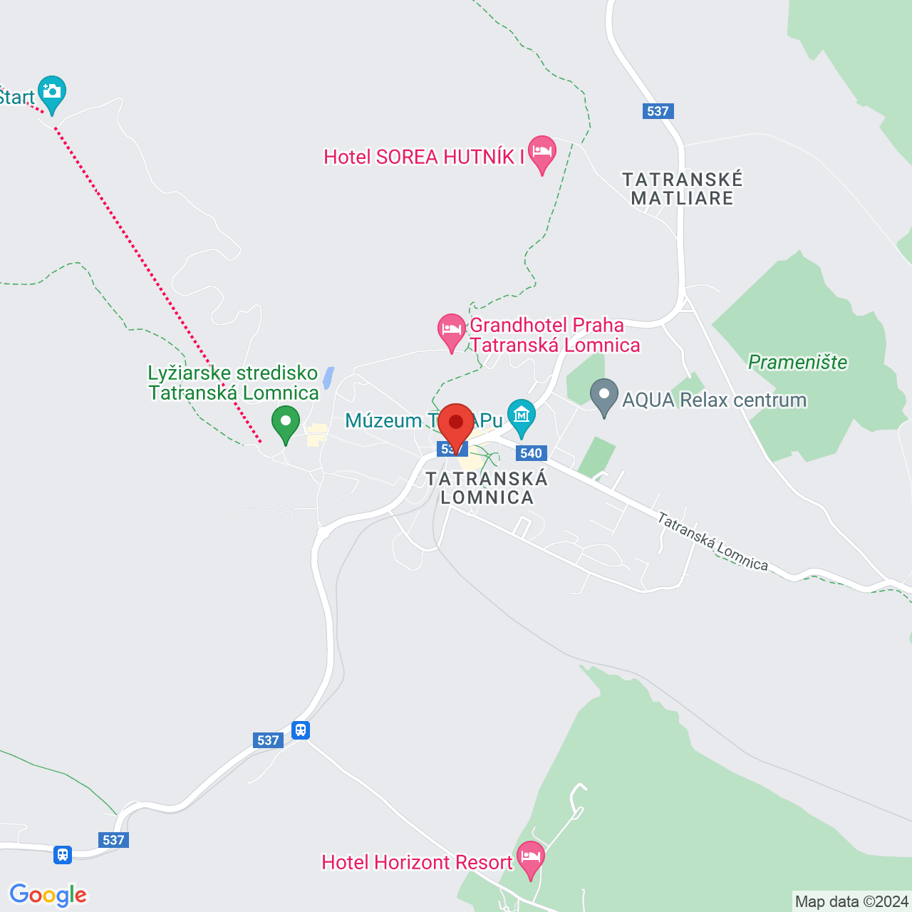 Mapa Hotel Lomnica***** Tatranská Lomnice
