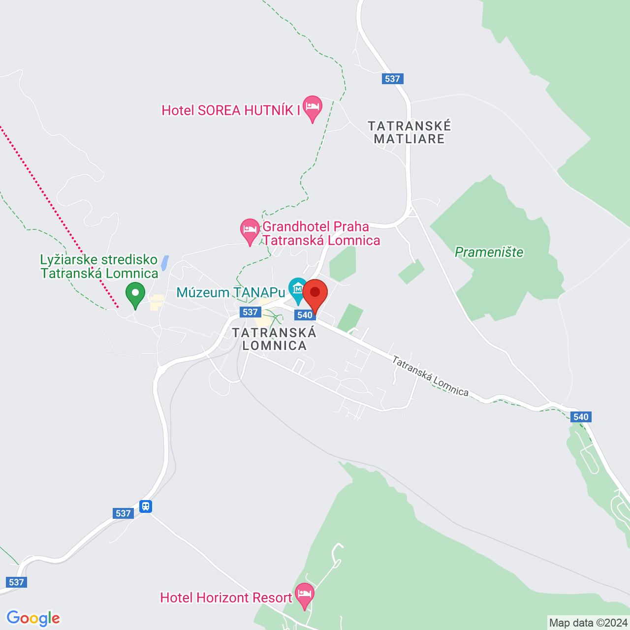 Mapa Hotel Slovan*** Tatranská Lomnice