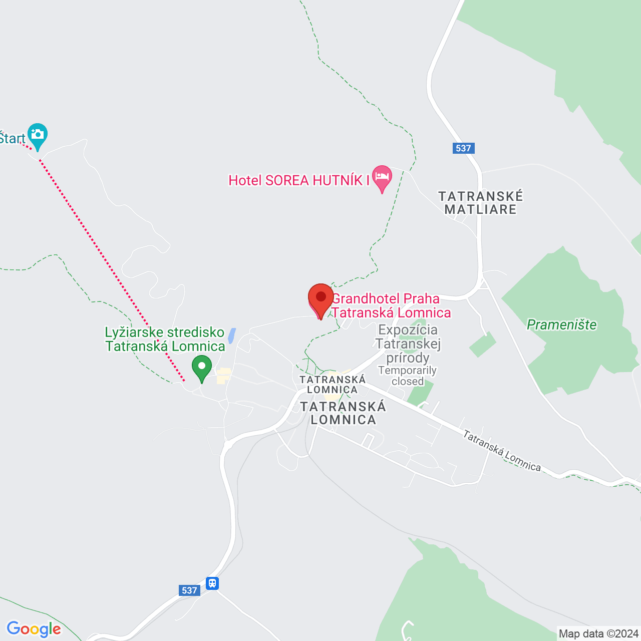 Mapa Grandhotel Praha**** Tatranska Lomnica