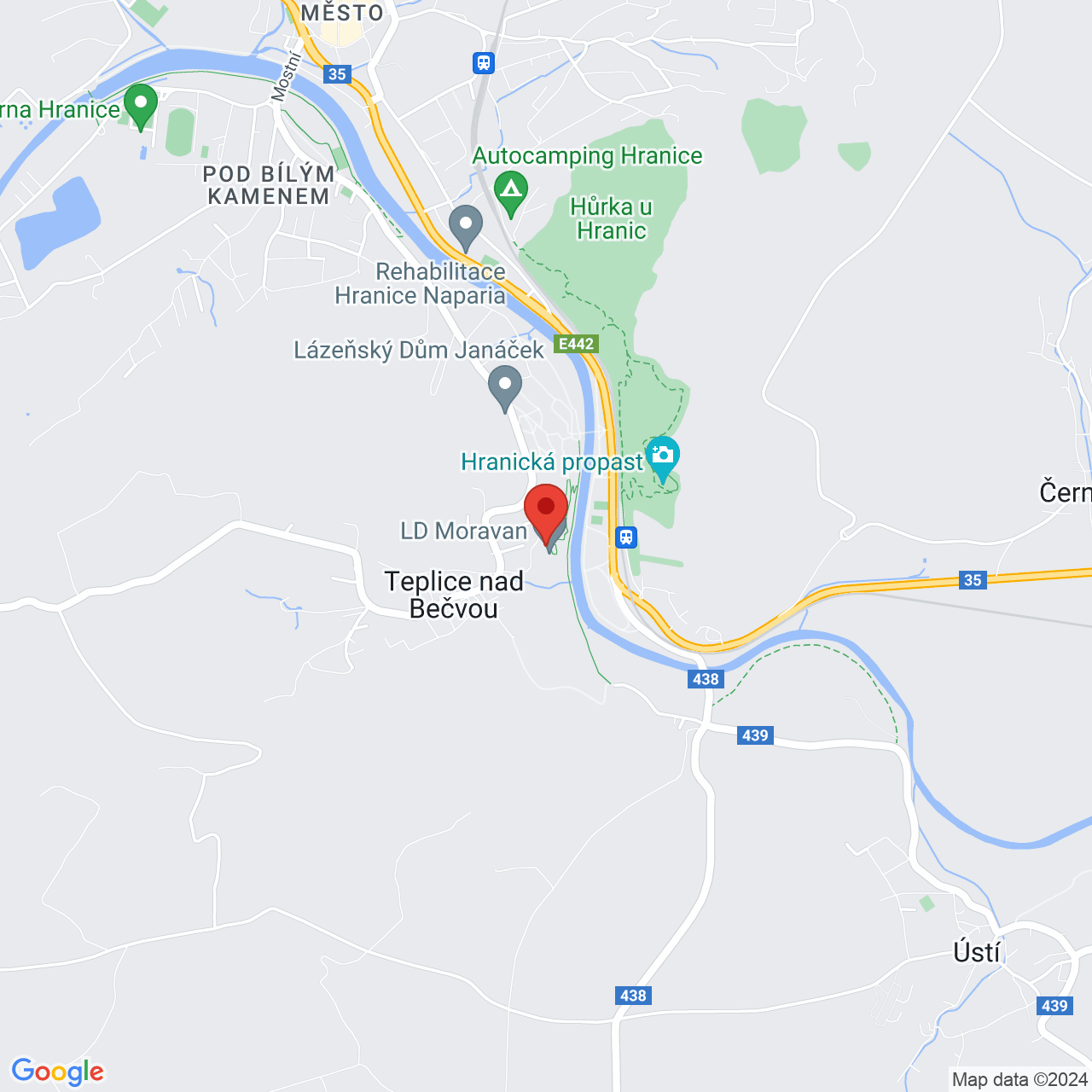Mapa Léčebný dům Moravan*** Teplice nad Bečvou