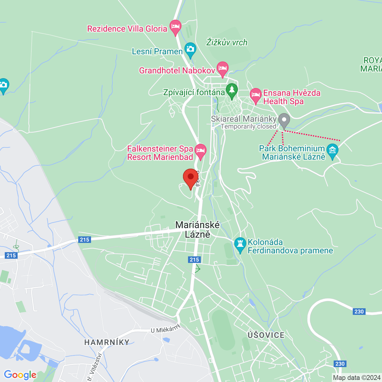 Mapa Spa Hotel Děvín*** Mariánske Lázně