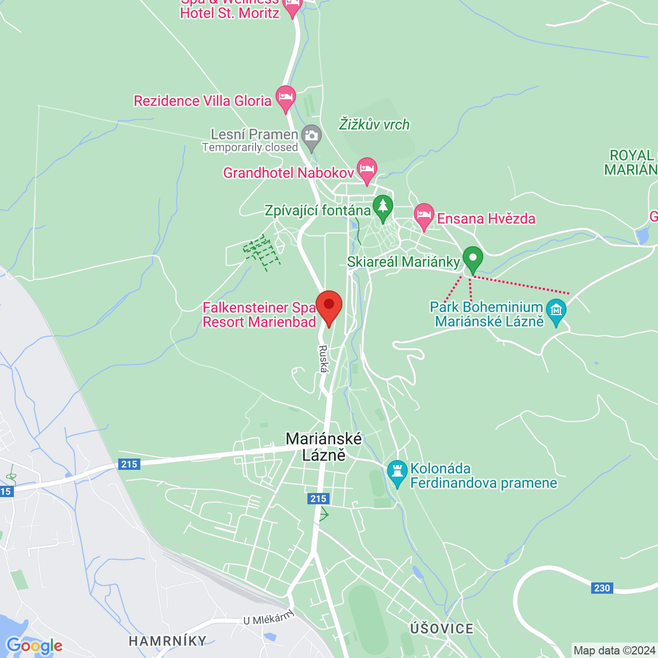 Mapa Grandhotel Spa Falkensteiner**** Mariánske Lázně
