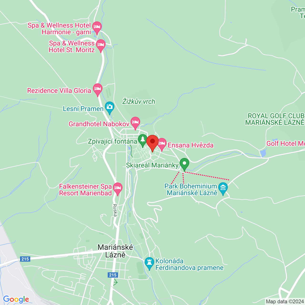 Mapa Centrální lázně Ensana Health Spa Hotel**** Mariánske Lázně