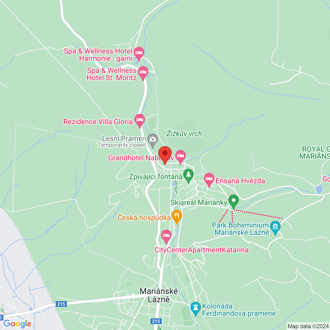 Térkép Grandhotel Nabokov**** Marianske Lazne