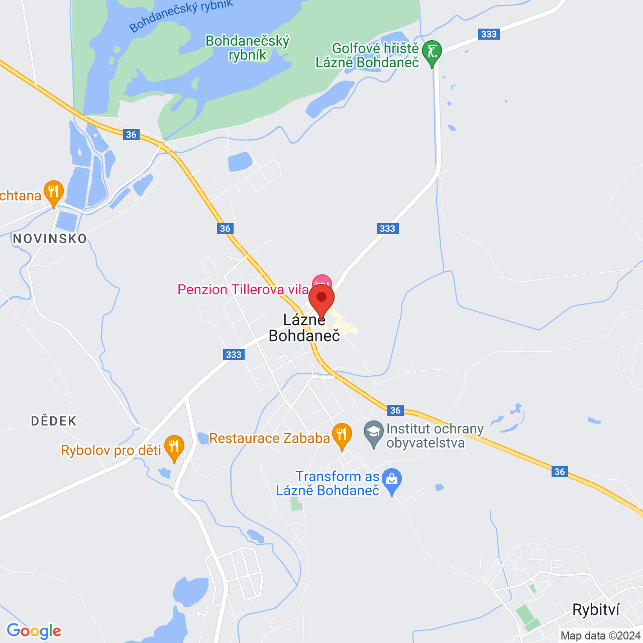 Mapa Lázeňský hotel Pavilon Gočár** Bohdaneč
