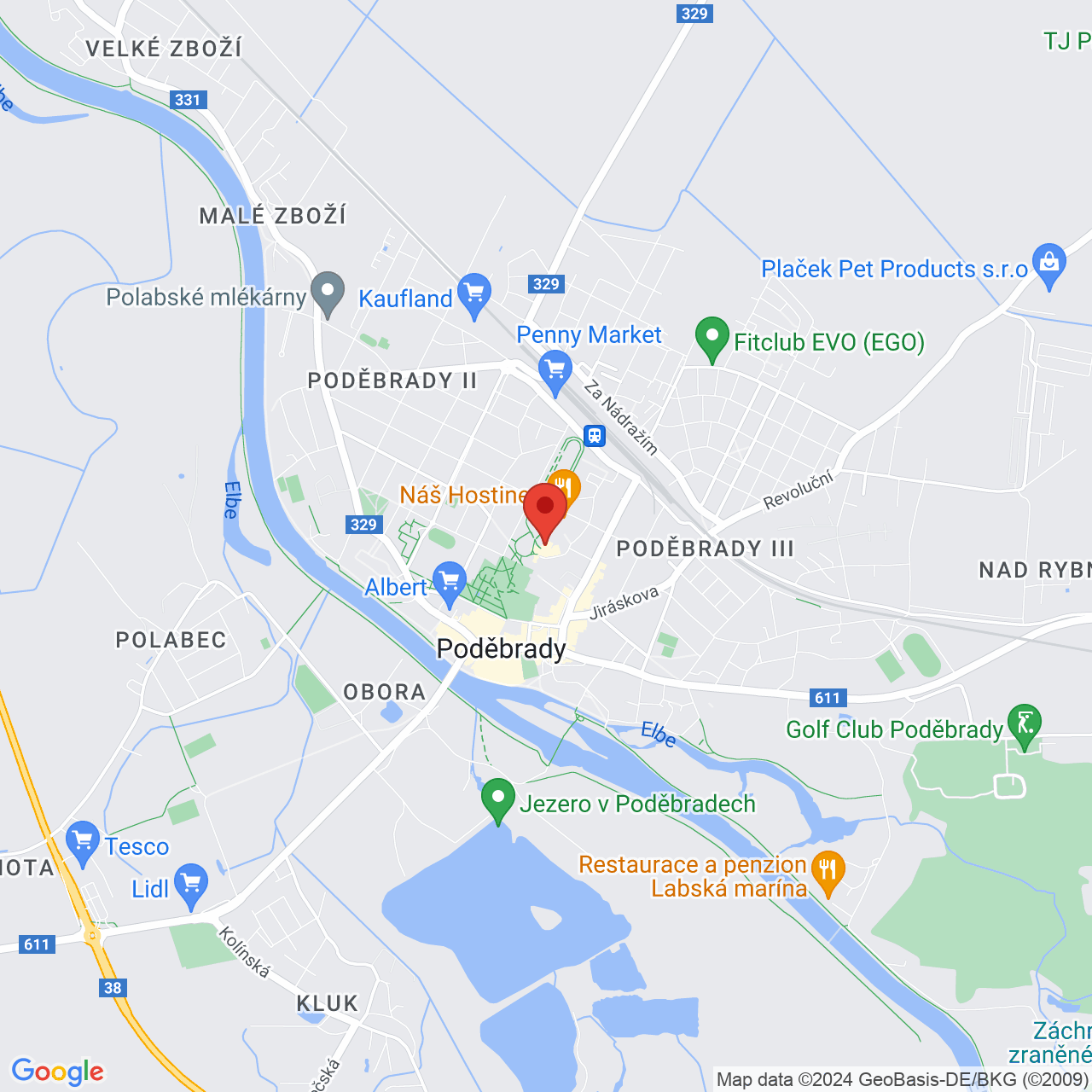 Mapa Kúpeľný Hotel Park**** Poděbrady