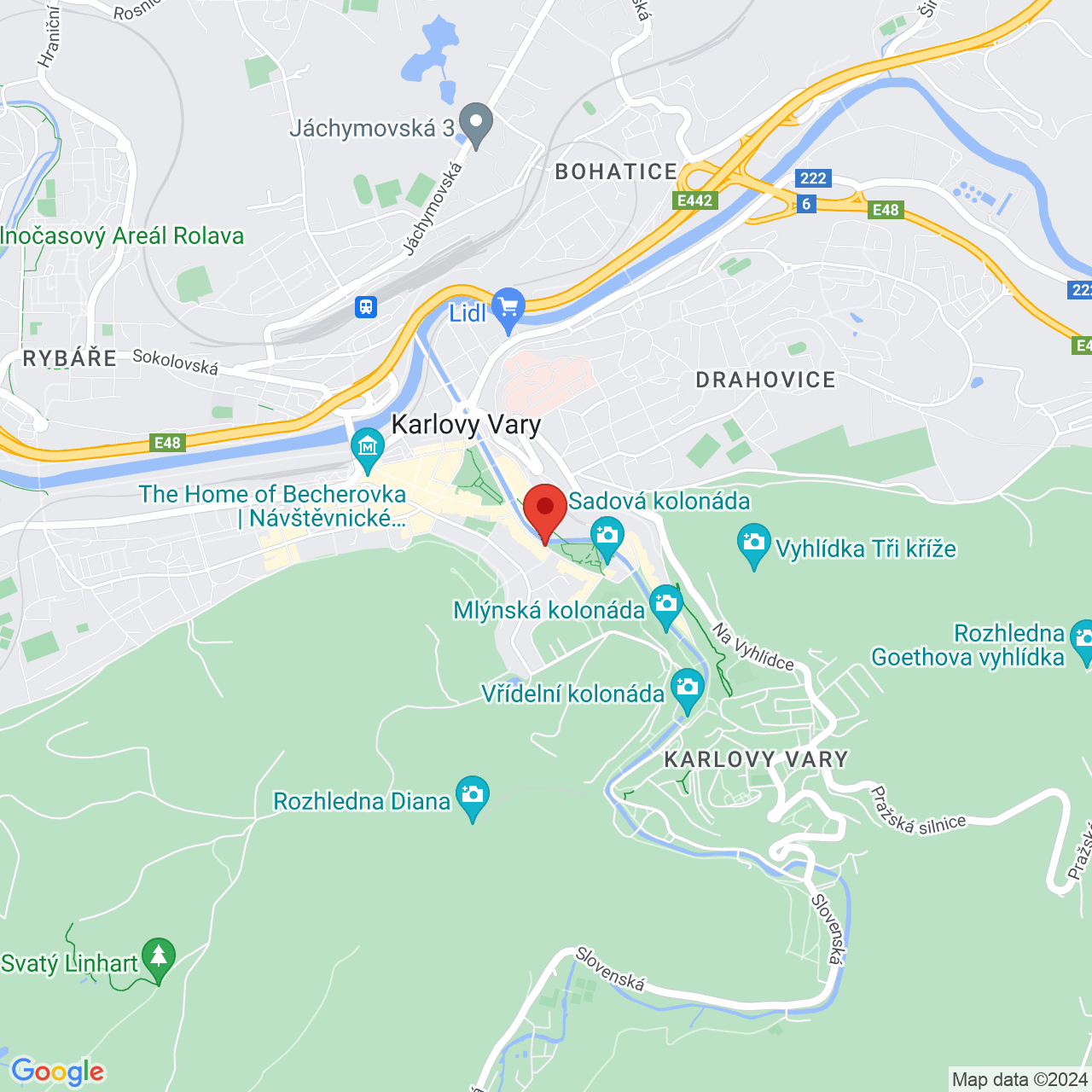 Mapa Hotel Humboldt Park Hotel & Spa**** Karlovy Vary