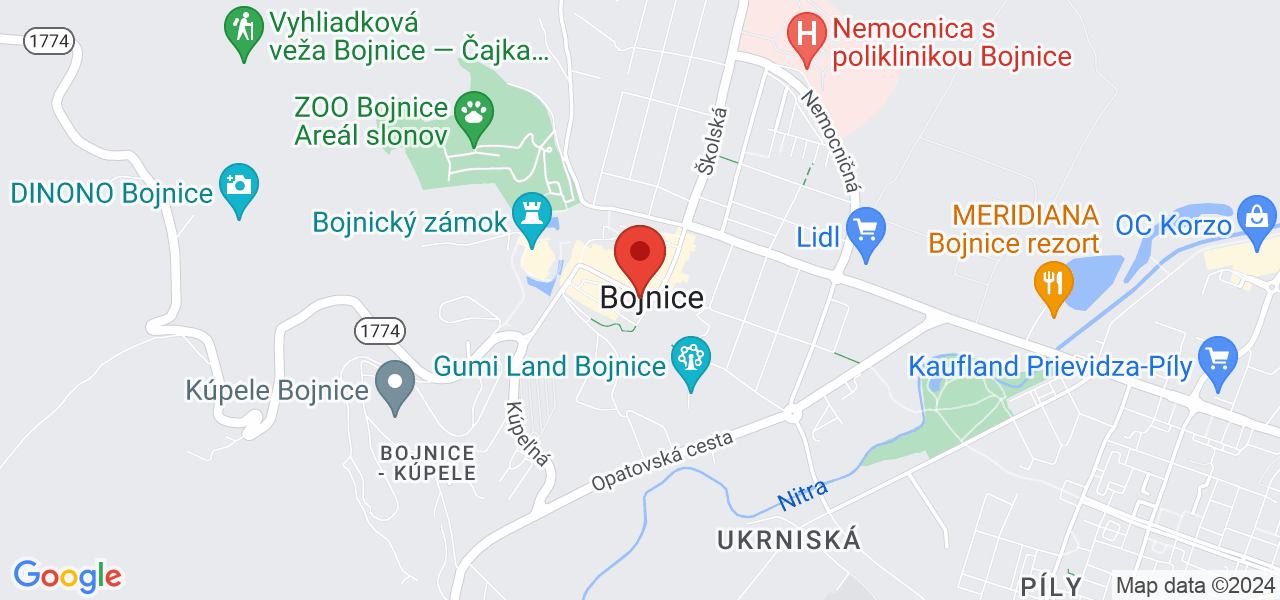 Mapa Hotel Bojnický vínny dom**** Bojnice