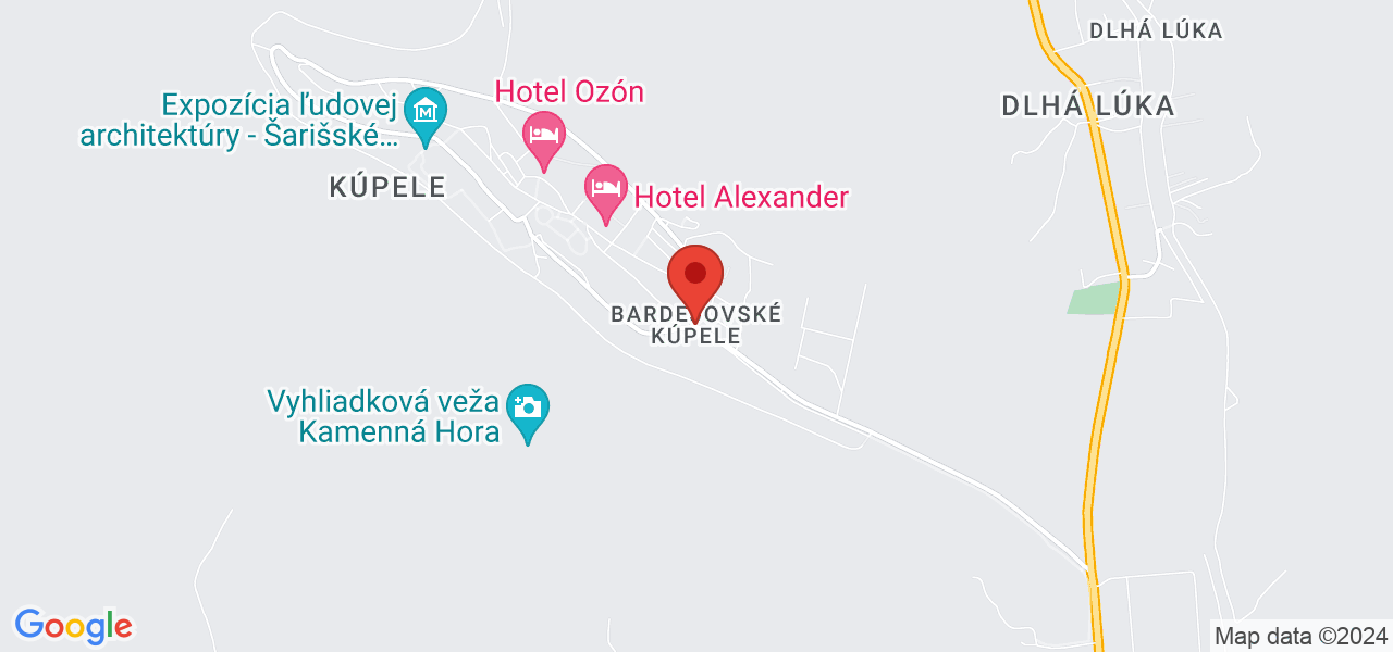 Mapa Hotel Alexander**** Bardejov